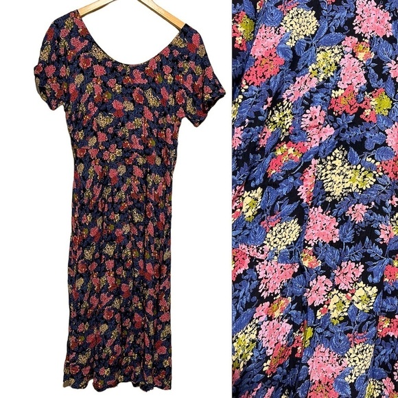 Rabbit Rabbit Rabbit Designs Vintage Floral Midi Dress Medium (vintage 12) - Picture 1 of 7